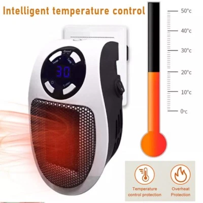 MARKENLOS Brandson Steckdosen Heizlüfter 500 W Plug-in Heater Keramik weiß/schwarz DE