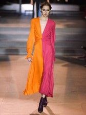 RUNWAY. $2690 Carolina Herrera Two-Tone Silk Midi Dress SZ 2