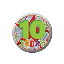10th Happy Birthday Holographic Badges 5.5cm Amscan 