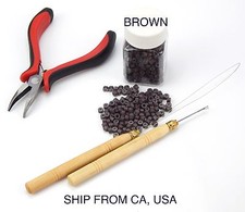 Hair Extension Plier  Wood Hook  Pulling Needle Loop Threader  500 Beads