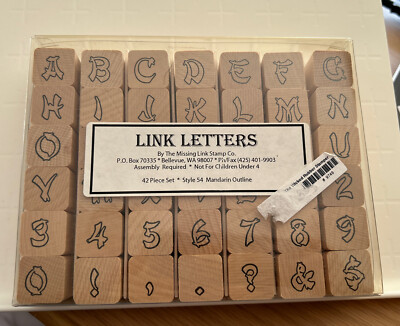 The Missing Link Co. Mandarin Outline Style 54 ~ 42 Piece Alpha. Stamp Set ~ New