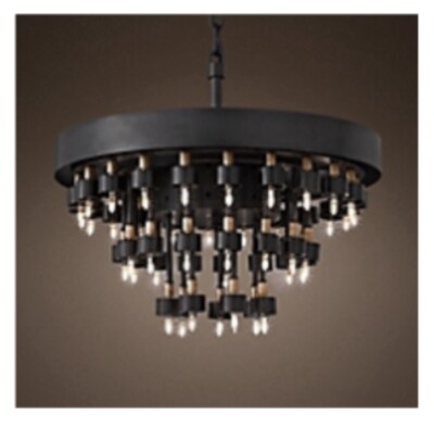 Restoration Hardware NIB Cosmos 3 Ring Grey Iron Chandelier Iron Lighting