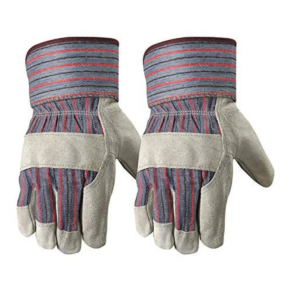 Hardy Work Gloves Split Leather with Cotton Back Pairs One Size