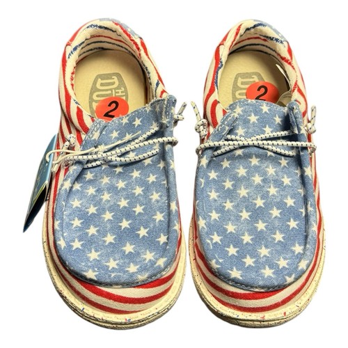 Hey Dude wally patriotic stars and stripes shoe W/White/Red Stripes - Size Y1-L2 - Picture 2 of 9