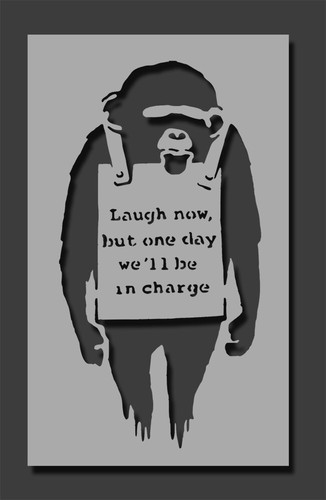 Banksy Poster monkey Laugh now, but one day we'll be in charge (42cm x 59cm