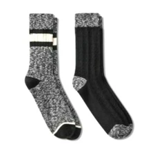 Goodfellow & Co Mens Boot Socks Shoe Size 6-12 Black Cream Cotton Blend 2pk