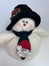 Snowman Beanbag Plush Wearing Santa Tie Christmas Decor