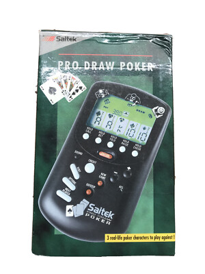 Vintage 1992 Saitek Pro Draw Poker Electronic Hand Held Card Game With box Vtg