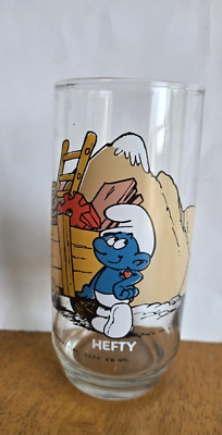 Vintage Hefty Smurf Drinking Glass Peyo 1982