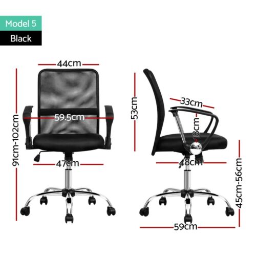 Artiss Office Chair Mesh Computer Chairs Study Work Gaming Desk Chairs Black - Picture 7 of 38