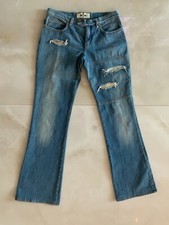 100 AUTHENTIC MOSCHINO LADY  S DISTRESSED JEANS BEAUTIFUL DETAILS, SIZE 29,ITALY