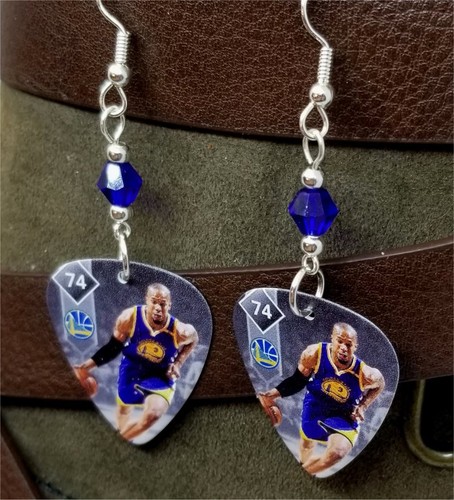 NBA Golden State Warriors David West Guitar Pick Earrings - Picture 3 of 5