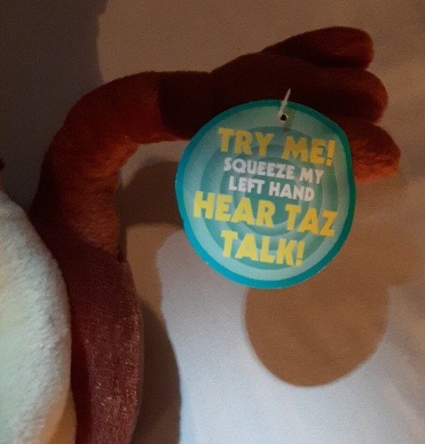 Looney Tunes Talking Tongue Twisting Taz stuffed animal plush WORKS w tag 1998 - Picture 2 of 4