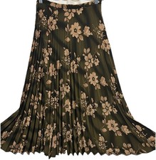 Sag Harbor Skirt 10 Pretty Brown Floral Print Vintage Midi Pleated A-line Career