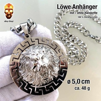 Löwe Anhänger Halskette Edelstahl Sternzeichen 1860 Löwenkopf Herren Medusa Hip