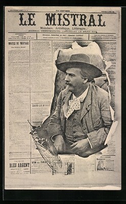 Ansichtskarte Le Mistral, Portrait durch zerrissenen Zeitung 