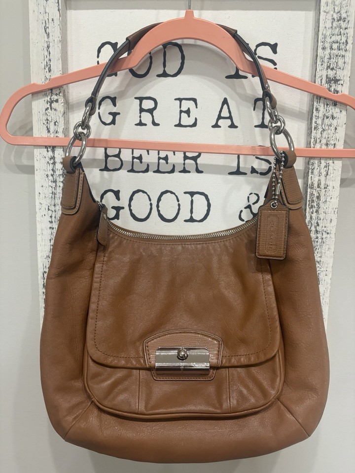 Coach Kristin Leather Hobo Shoulder Bag Brown Purse