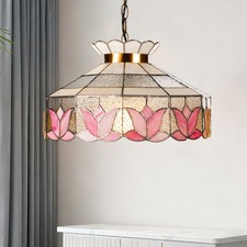 16 Inch Vintage Colored Single Head Glass Lamp Bedroom Pink Lace Pendant Light 16 Inch Vintage Colored Single Head Glass Lamp Bedroom Pink Lace Pendant Light