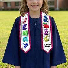 Kid Graduation Stole, Custom Name Pre K Grad Sash, Personalized Kindergarten Gra