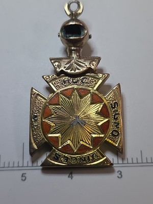VTG 12Kt Gold Knights Templar Masonic Freemasonry In Hoc Signo Vinces Pendant 6G
