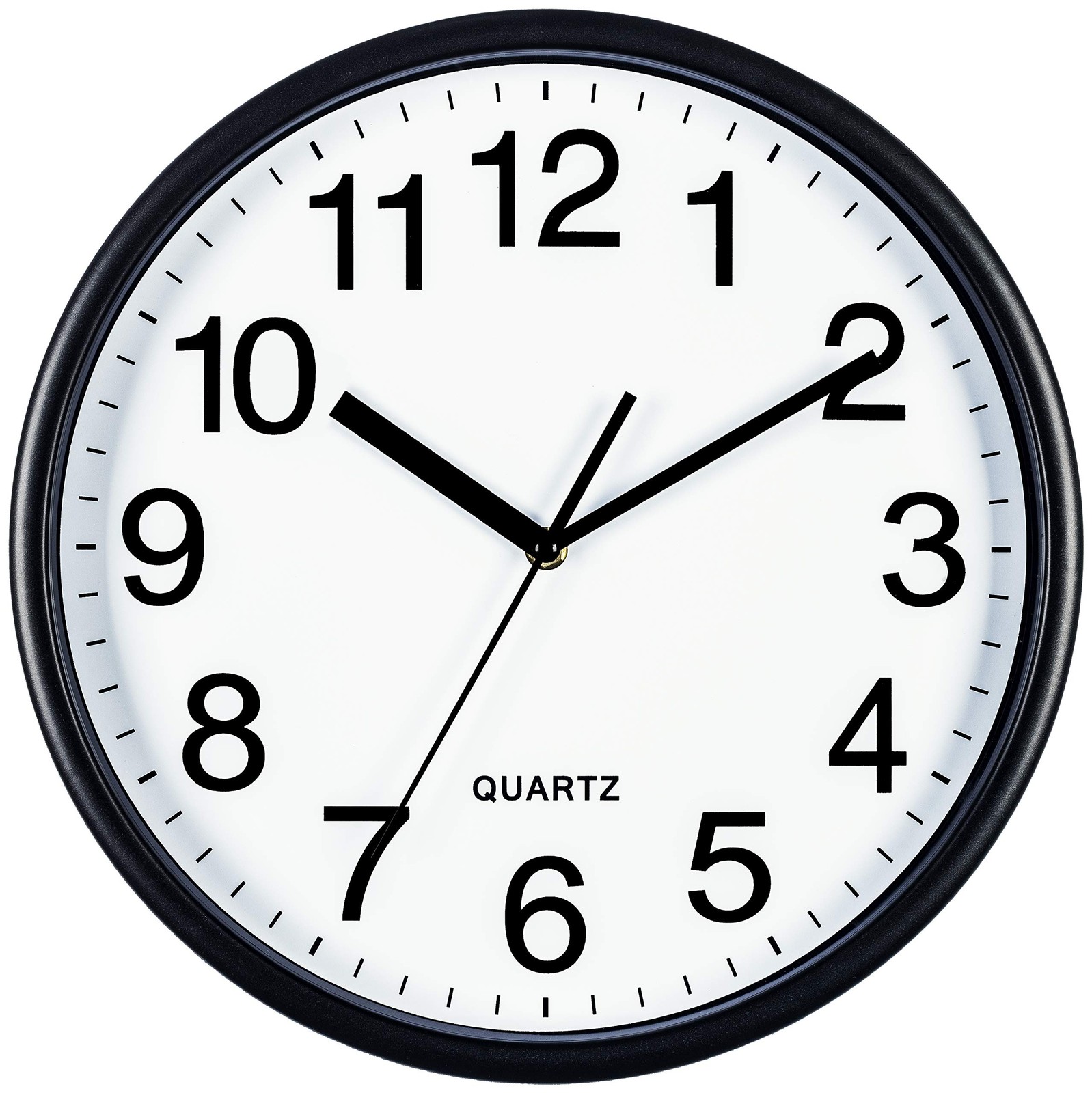 Bernhard Products Black Wall Clock, Large 13-Inch Silent Non Ticking Quartz B...