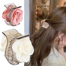 3 Pack Small Hair Clips, Camellia Claw Clips for High Ponytail,Flower Hair Ac...