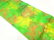 7661433: JAPANESE KIMONO JAPANESE NAGOYA OBI / WOVEN FLOWER ARABESQUE