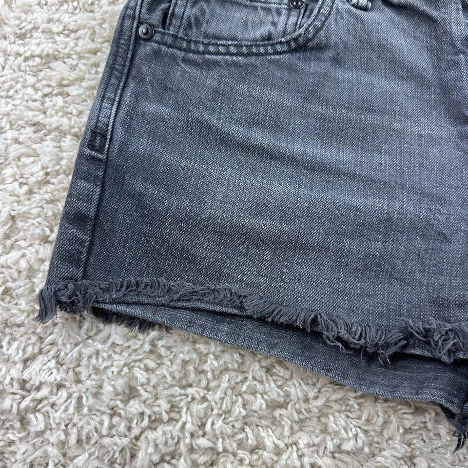 Pantalones Cortos de Jean Free People Corte Para Mujer Talla 28 Botón Mosca Envejecido Negro Foto 3 de 4