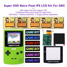 Super OSD Retro Pixel Large IPS Backlight LCD Screen For GBC With Pre-cut Shells