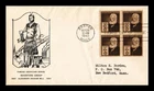 DR JIM STAMPS US COVER ALEXANDER GRAHAM BELL FAMOUS AMERICANS FDC BLOCK OF 4