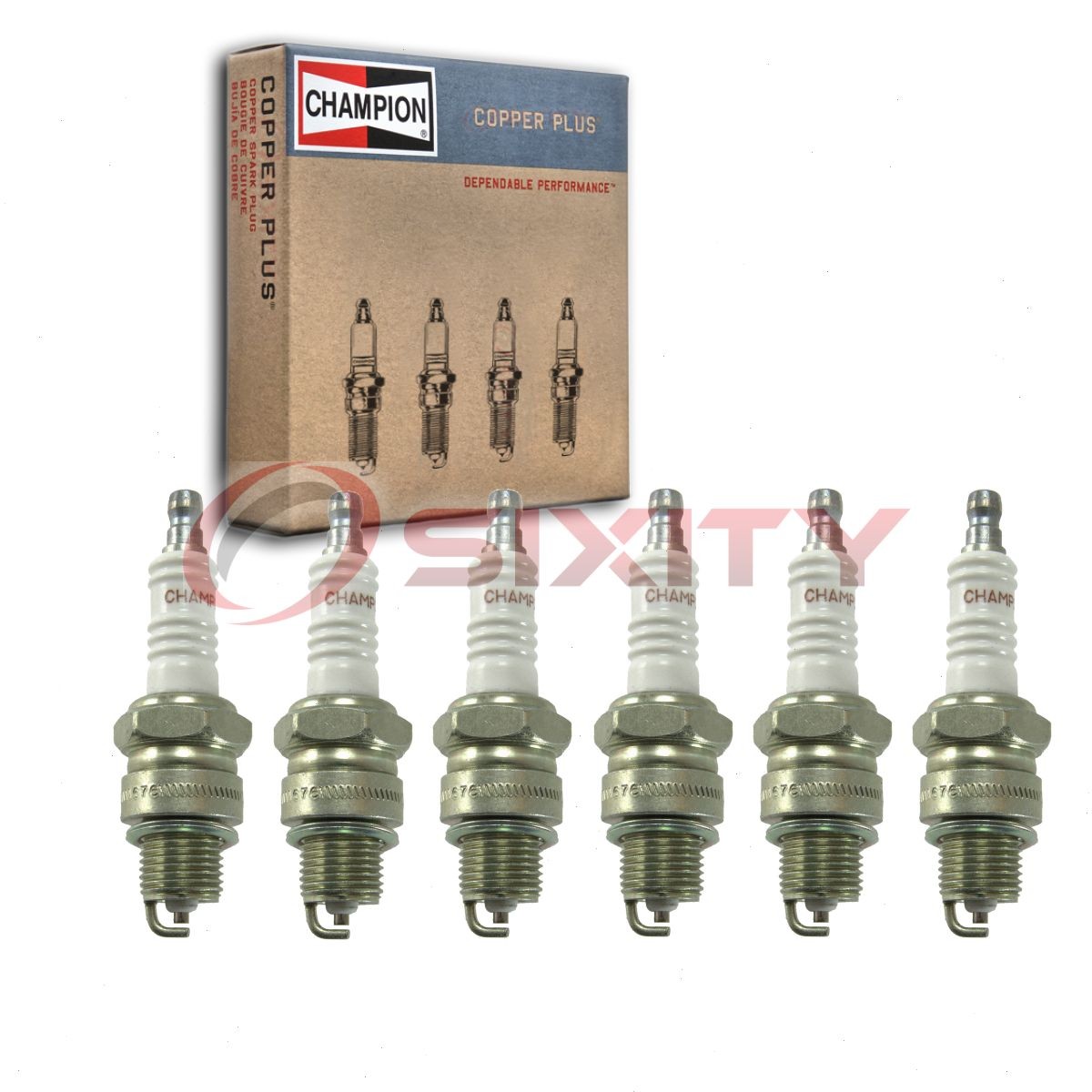 6 pc Champion Copper Plus Spark Plugs for 1963-1967 Jeep Wagoneer 3.8L L6 fi