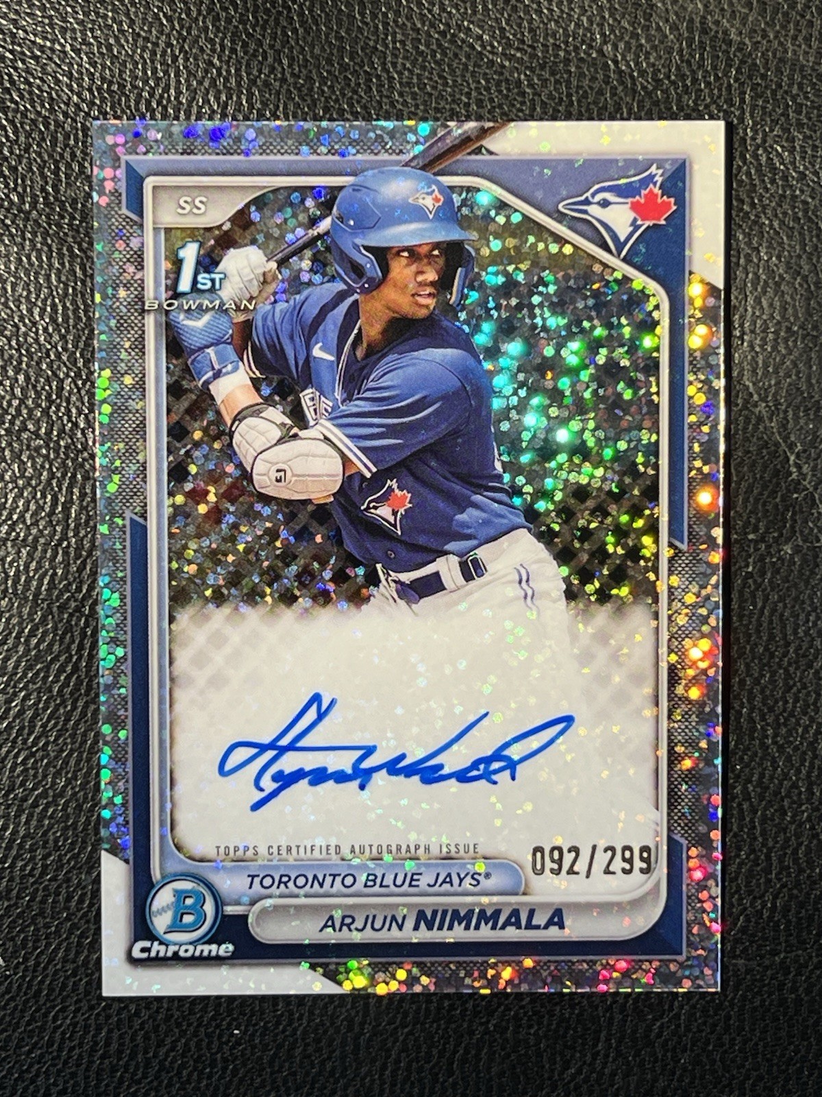 ARJUN NIMMALA 2024 Bowman Chrome Speckle Refractor Auto 92/299 1st