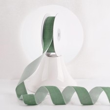 Dusty Green Velvet Ribbon 1 Inch Single Face Nylon Velvet Ribbon 2 Rolls 20 Y...