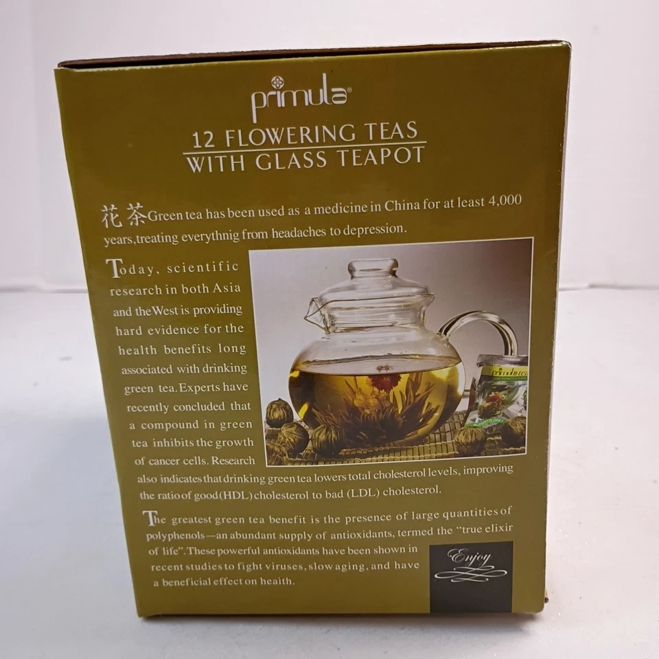 Primula 12 Flowering Teas 5 Cup Glass Tea Pot with Loose Tea Infuser New in Box - Image 3 of 4