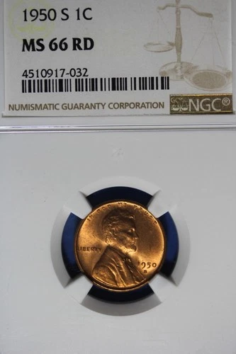 1950 S NGC 1C MS66RD LINCOLN WHEAT CENT #B50571