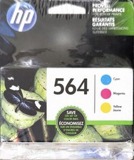 HP 564 Cyan Magenta Yellow Ink Cartridge 3-Pack N9H57FN New Sealed