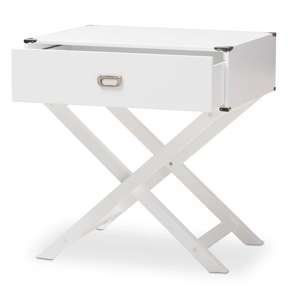 Baxton Studio Curtice Modern And Contemporary White 1-Drawer Wooden Bedside Tabl - Image 3 of 4