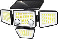 Solar Outdoor Lights - 3000LM 188 LED Motion Sensor Outdoor Lights, 4 Heads IP65