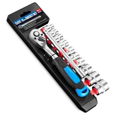 12PCS 1/4" Drive Metric Socket Wrench Set, 90-Tooth 12P 1/4 inch(4-13mm)