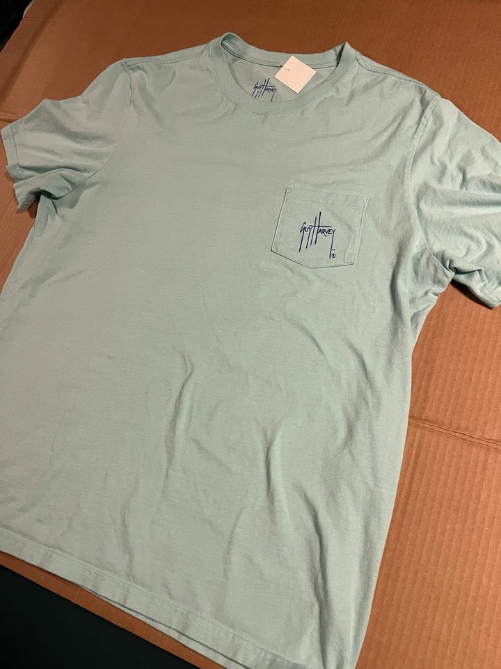 Camiseta Guy Harvey Offshore Art 2023 Gráfica Pescador Barco Pez XL Azul Océano Mar Foto 2 de 4