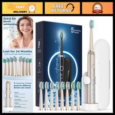 Sonic Electric Toothbrush for Adults  Kids - 8 Brush Heads, Travel Case, 120 Da