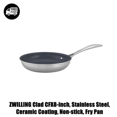 ZWILLING Clad CFX8-inch, Stainless Steel, Ceramic Coating, Non-stick, Fry Pan