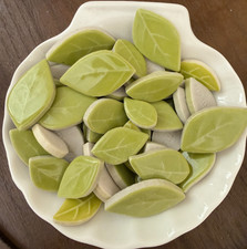 Light Green Ceramic Leaves - Ficus - Ceramic Mosaic Tile Pieces - 7oz