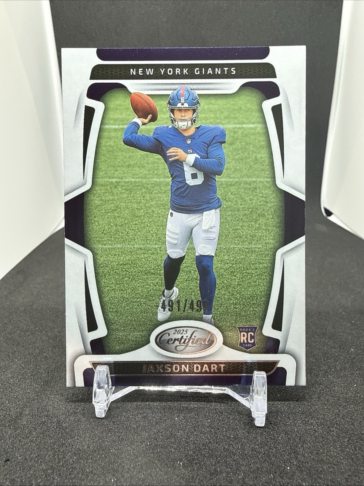 2025 Panini Certified Jaxson Dart RC #’d /499 SP New York Giants No. 150