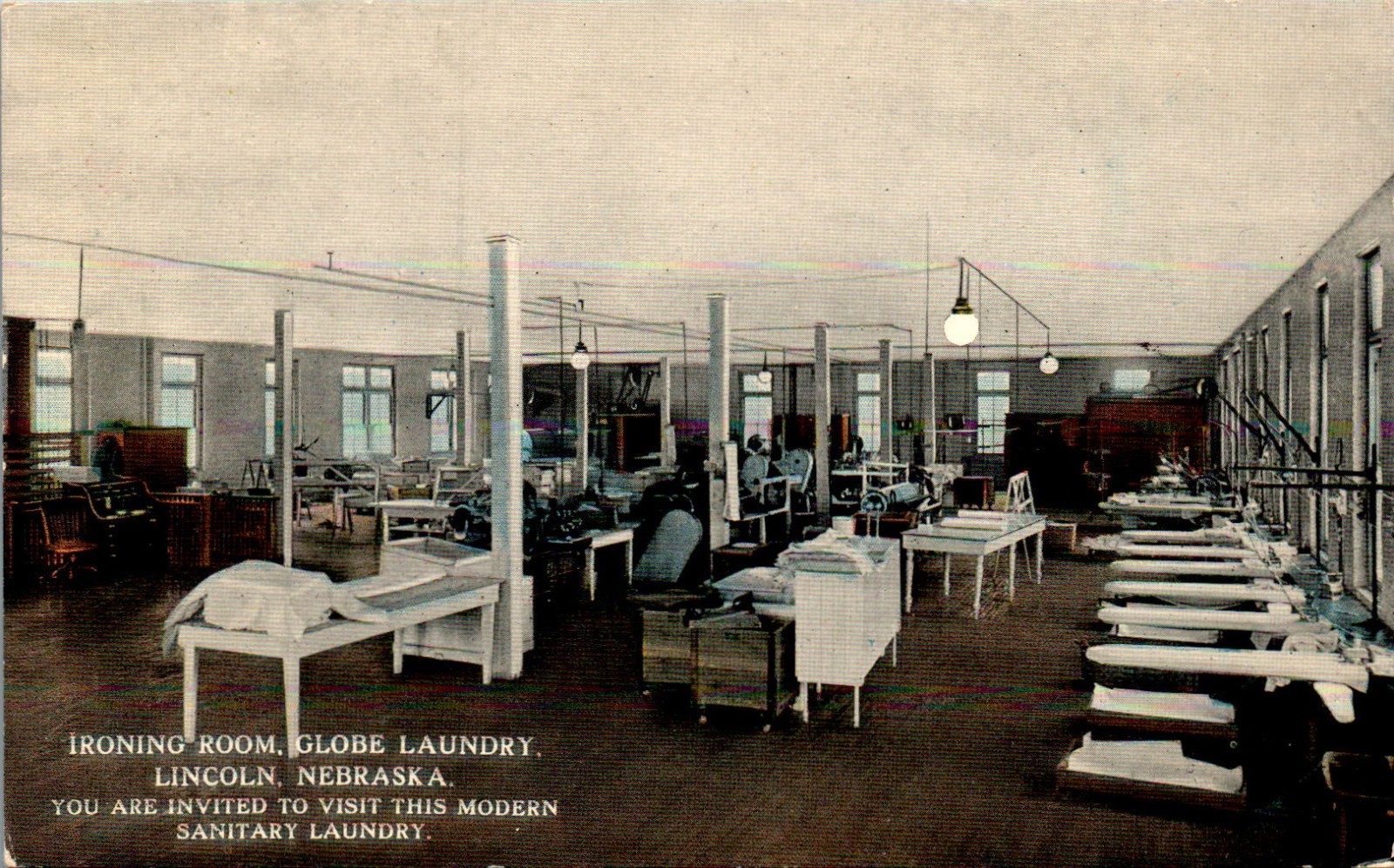 Ironing Room, Globe Laundry, Lincoln, Nebraska NE DB Postcard-image