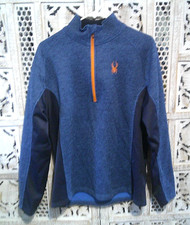 Spyder Outbound 1/4 Zip Jacket Men L Blue Fleece Active Outdoor Sweater NWOT