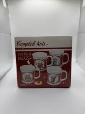 Vintage 1990 Campbell Kids Set of 4 Mugs 9oz Chef NIB Westwood Taiwan