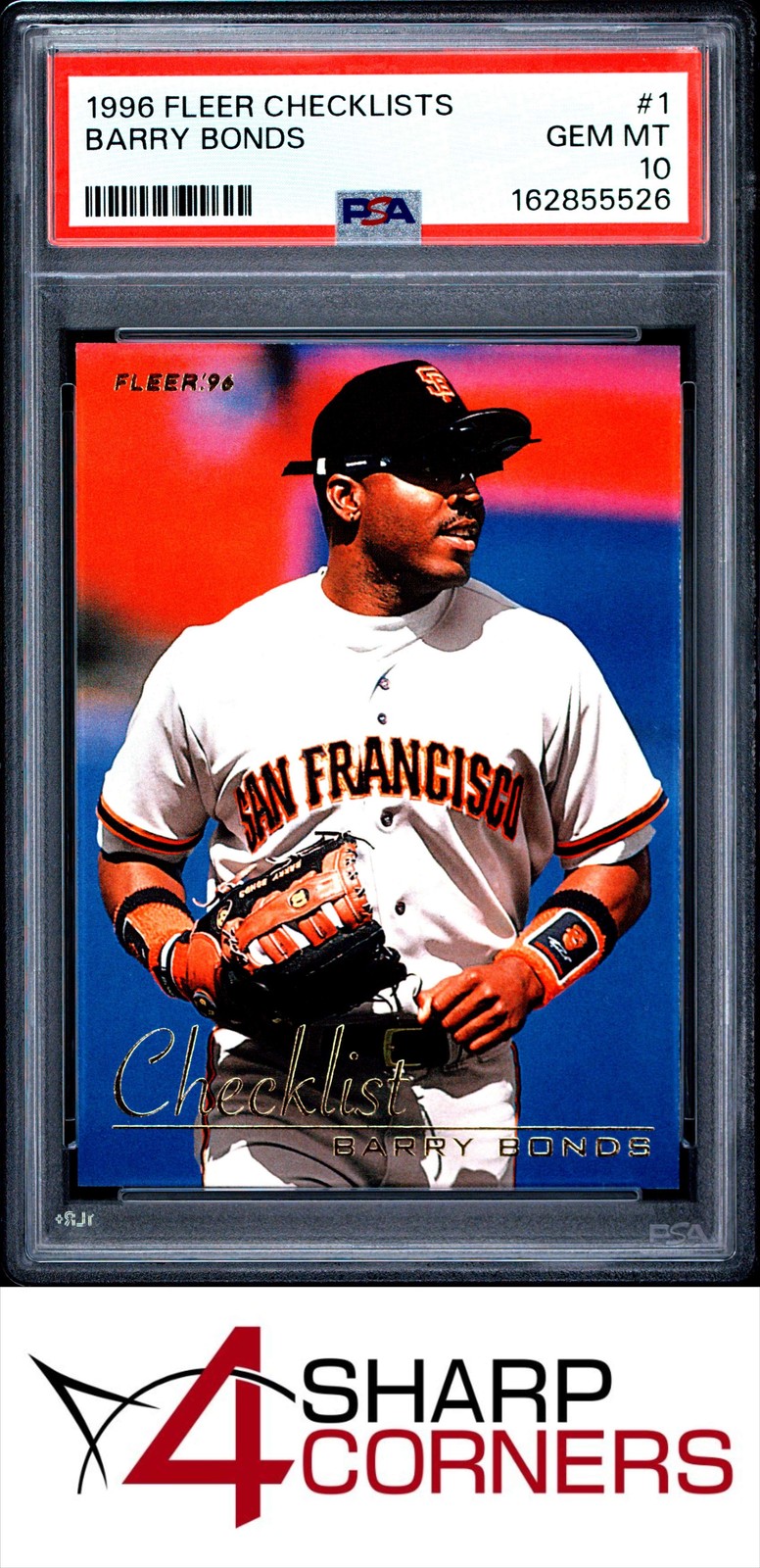 1996 FLEER #1 BARRY BONDS GIANTS CHECKLISTS POP 2 PSA 10 view 1