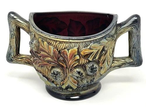 Vintage Northwood Carnival Glass Acorn Burrs Sugar Bowl Amethyst