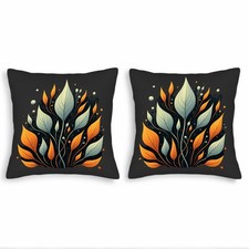 Set of 2 Decorative Throw Pillow Covers 18x18in - Floral Design